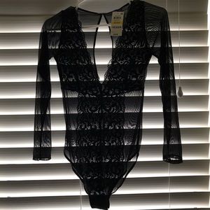 INC International Concepts, Size M, Black Bodysuit